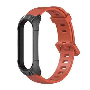 For Xiaomi Mi Band 6 / 5 / 4 / 3 Mijobs Flat Hole Silicone Watch Band, Style:TF Case(Orange+Black)