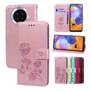 For Huawei nova 8i Rose Embossed Leather Phone Case(Rose Gold)