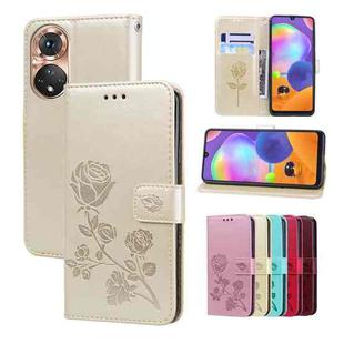 For Huawei nova 9 Rose Embossed Leather Phone Case(Gold)