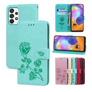 For Samsung Galaxy A13 4G Rose Embossed Leather Phone Case(Green)