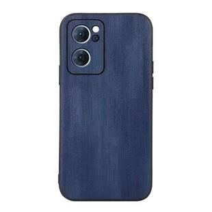 For OPPO Reno7 5G Chinese Version Yellow Cow Texture PU Phone Case(Blue)