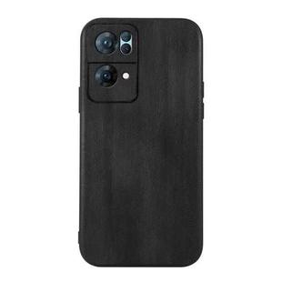 For OPPO Reno7 Pro Yellow Cow Texture PU Phone Case(Black)