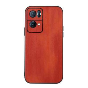 For OPPO Reno7 Pro Yellow Cow Texture PU Phone Case(Brown)