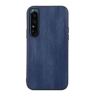 For Sony Xperia 1 IV Yellow Cow Texture PU Phone Case(Blue)