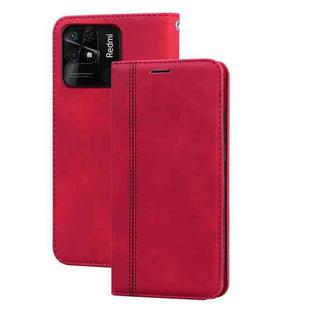 For Xiaomi Redmi 10C Frosted Business Magnetic Flip Leather Phone Case(Red)