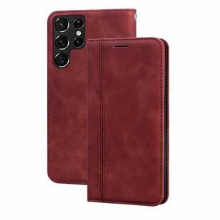 For Samsung Galaxy S22 Ultra 5G Frosted Business Magnetic Flip Leather Phone Case(Brown)