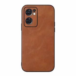 For OPPO Reno7 5G International Version / Find X5 Lite Cowhide Texture PU Phone Case(Brown)