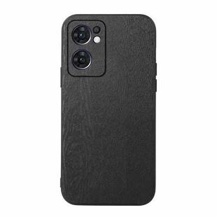 For OPPO Reno7 5G International Version / Find X5 Lite Wood Texture PU Phone Case(Black)