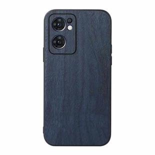 For OPPO Reno7 5G International Version / Find X5 Lite Wood Texture PU Phone Case(Blue)