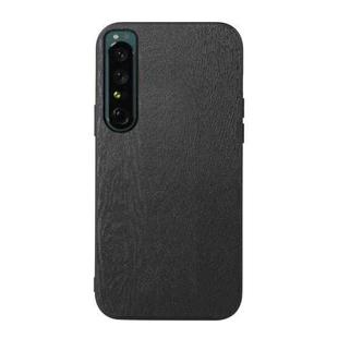 For Sony Xperia 1 IV Wood Texture PU Phone Case(Black)