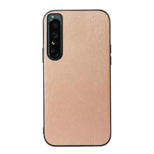 For Sony Xperia 1 IV Wood Texture PU Phone Case(Gold)