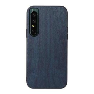 For Sony Xperia 1 IV Wood Texture PU Phone Case(Blue)