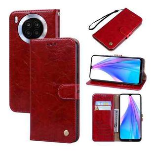 For Huawei nova 8i Oil Wax Texture Leather Phone Case(Red)