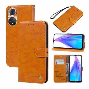 For Huawei nova 9 Oil Wax Texture Leather Phone Case(Yellow)