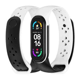 For Xiaomi Mi Band 5/6/7 Mijobs Two-color TPU Silicone Watch Band(Black+White)