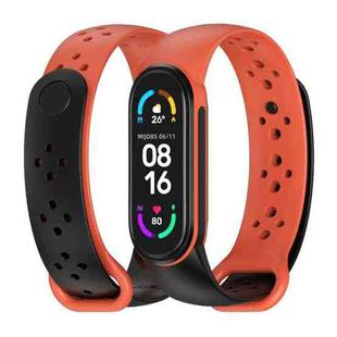 For Xiaomi Mi Band 5/6/7 Mijobs Two-color TPU Silicone Watch Band(Black+Orange)