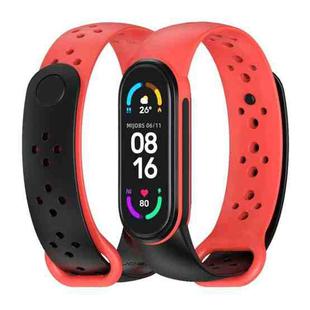 For Xiaomi Mi Band 5/6/7 Mijobs Two-color TPU Silicone Watch Band(Black+Red)