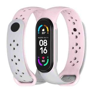 For Xiaomi Mi Band 5/6/7 Mijobs Two-color TPU Silicone Watch Band(Grey+Pink)