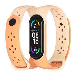 For Xiaomi Mi Band 5/6/7 Mijobs Two-color TPU Silicone Watch Band(Apricot+Orange)
