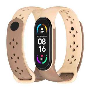 For Xiaomi Mi Band 5/6/7 Mijobs Two-color TPU Silicone Watch Band(Apricot+Khaki)