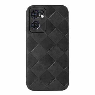 For OPPO Reno7 5G International Version / Find X5 Lite Weave Plaid PU Phone Case(Black)