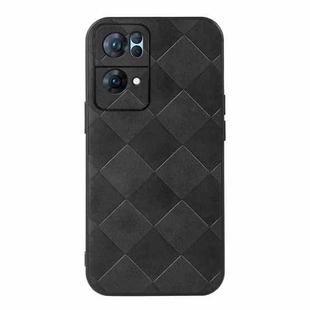 For OPPO Reno7 Pro Weave Plaid PU Phone Case(Black)