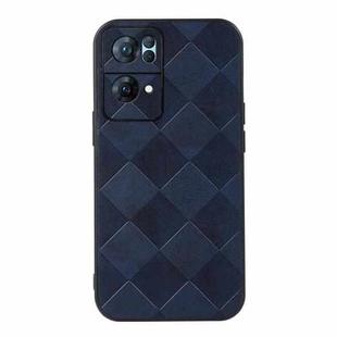 For OPPO Reno7 Pro Weave Plaid PU Phone Case(Blue)