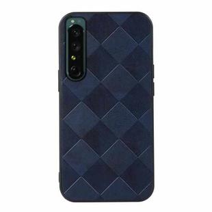 For Sony Xperia 1 IV Weave Plaid PU Phone Case(Blue)