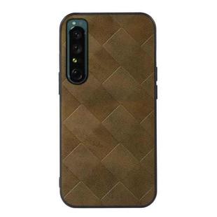 For Sony Xperia 1 IV Weave Plaid PU Phone Case(Green)