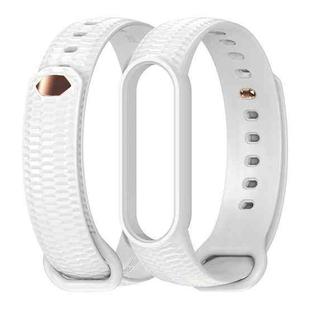 For Xiaomi Mi Band 5/6/7 Mijobs Solid Color Honeycomb Silicone Watch Band(White)