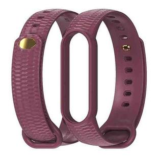 For Xiaomi Mi Band 5/6/7 Mijobs Solid Color Honeycomb Silicone Watch Band(Wine Red)