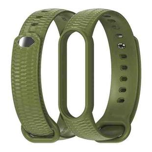 For Xiaomi Mi Band 5/6/7 Mijobs Solid Color Honeycomb Silicone Watch Band(Army Green)