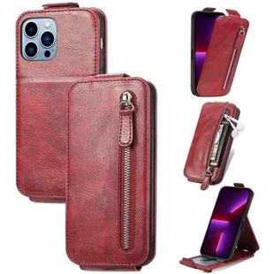 For iPhone 13 Pro Zipper Wallet Vertical Flip Leather Phone Case (Red)