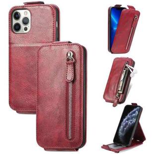 For iPhone 12 Pro Max Zipper Wallet Vertical Flip Leather Phone Case(Red)