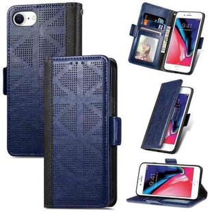 For iPhone SE 2022 / SE 2020 / 8 / 7 Grid Leather Flip Phone Case(Blue)