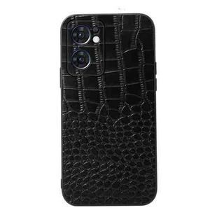 For OPPO Reno7 5G International Version / Find X5 Lite Crocodile Texture Genuine Leather Phone Case(Black)