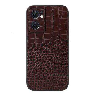 For OPPO Reno7 5G International Version / Find X5 Lite Crocodile Texture Genuine Leather Phone Case(Coffee)