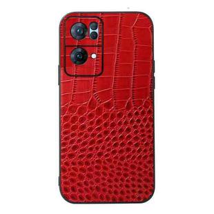 For OPPO Reno7 Pro Crocodile Texture Genuine Leather Phone Case(Red)