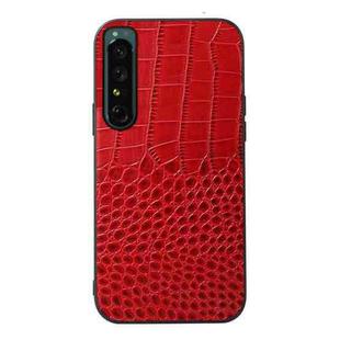 For Sony Xperia 1 IV Crocodile Texture Genuine Leather Phone Case(Red)