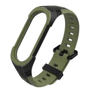 For Xiaomi Mi Band 5 / 6 / 7 Mijobs Two-color Silicone Watch Band(Black+Army Green)
