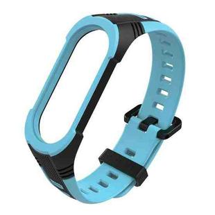For Xiaomi Mi Band 5 / 6 / 7 Mijobs Two-color Silicone Watch Band(Black+Blue)