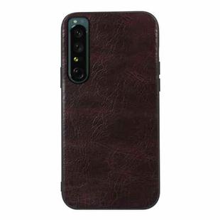 For Sony Xperia 1 IV Genuine Leather Double Color Crazy Horse Phone Case(Coffee)