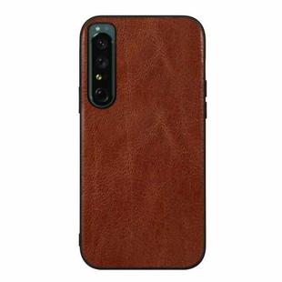 For Sony Xperia 1 IV Genuine Leather Double Color Crazy Horse Phone Case(Brown)