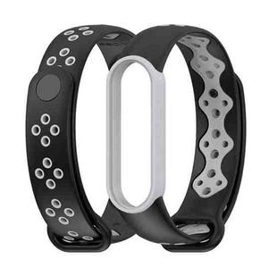 For Xiaomi Mi Band 5/6/7 Mijobs Sport Two-color TPU Watch Band(Black+Grey)