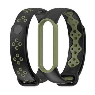 For Xiaomi Mi Band 5/6/7 Mijobs Sport Two-color TPU Watch Band(Black+Army Green)