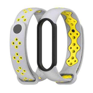 For Xiaomi Mi Band 5/6/7 Mijobs Sport Two-color TPU Watch Band(Grey+Yellow)