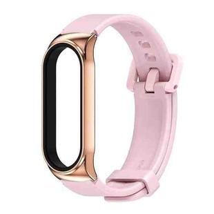 For Xiaomi Mi Band 3/4/5/6 Mijobs CS Silicone Waterproof Watch Band(Pink+Rose Gold)