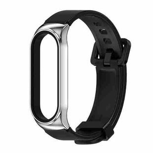 For Xiaomi Mi Band 3/4/5/6 Mijobs CS Silicone Waterproof Watch Band(Black+Silver)