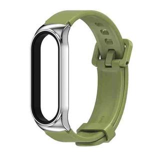 For Xiaomi Mi Band 3/4/5/6 Mijobs CS Silicone Waterproof Watch Band(Army Green+Silver)