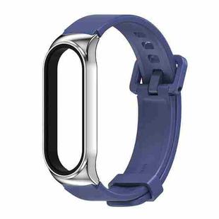 For Xiaomi Mi Band 3/4/5/6 Mijobs CS Silicone Waterproof Watch Band(Midnight Blue+Silver)